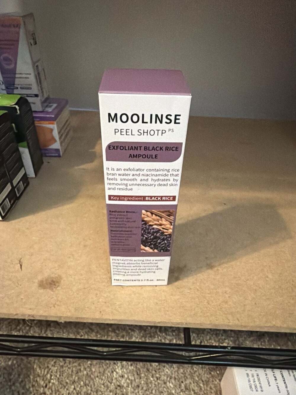 MOOLINSE Peel Shotp PS Exfoliant Black Rice Ampoule 2.7 fl.oz. 80mL